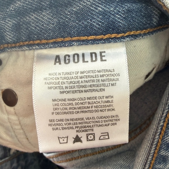 Agolde Parker Long Classic Blue Jean Shorts Size 27 - Picture 6 of 11